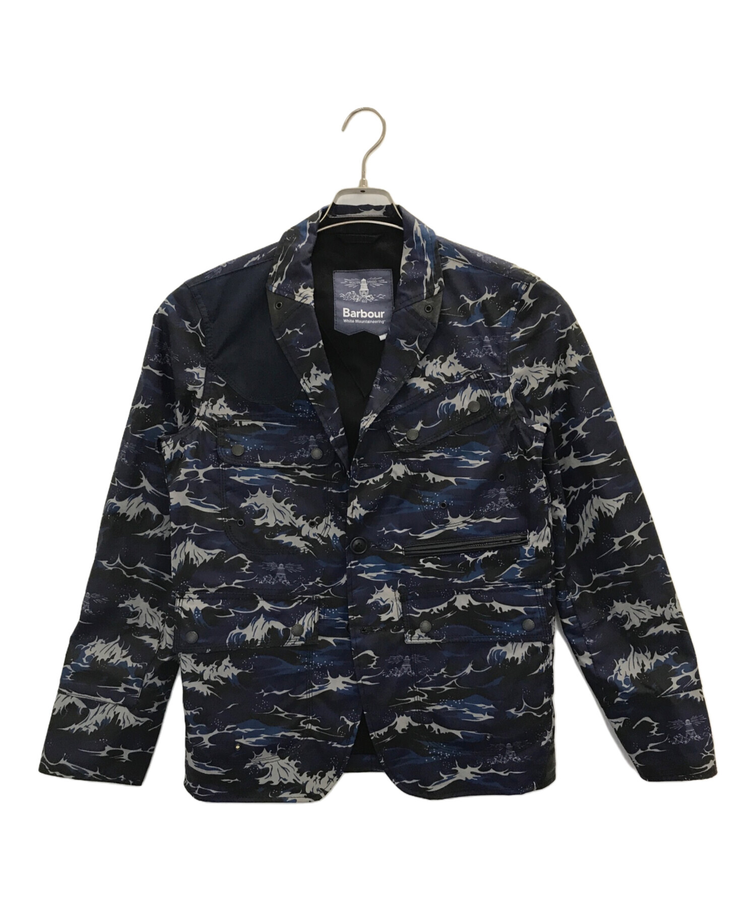 中古・古着通販】Barbour (バブアー) WHITE MOUNTAINEERING (ホワイトマウンテ二アニング) WAVE PRINT  LAPEL JACKET ネイビー サイズ:S｜ブランド・古着通販 トレファク公式【TREFAC FASHION】スマホサイト