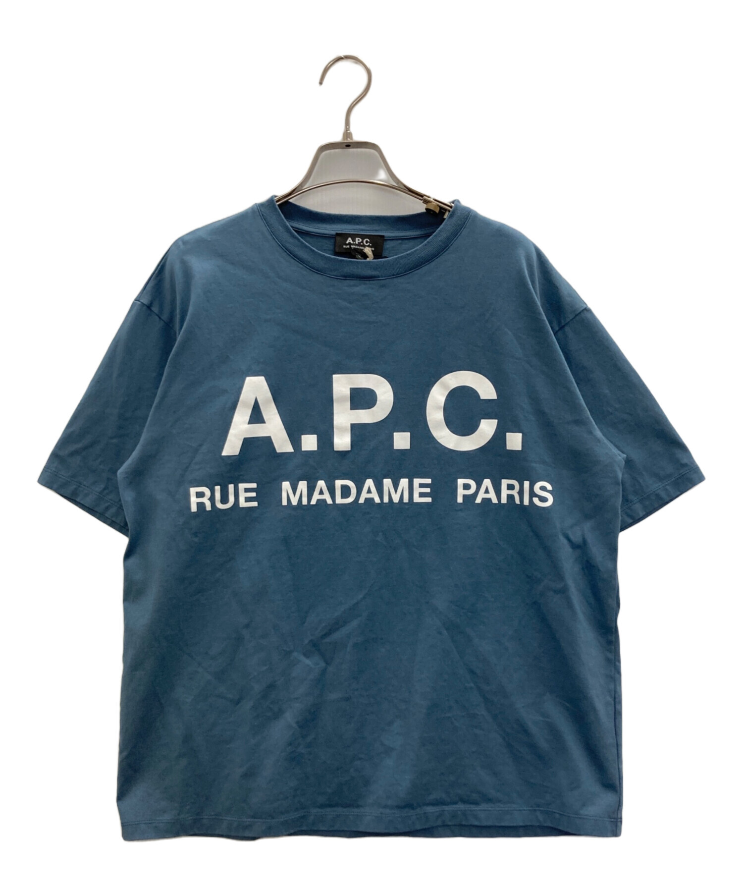 A.P.C. (アーペーセー) EDIFICE (エディフィス) 別注 フロント ビッグ ロゴ オーバーサイズ Tシャツ ブルー サイズ:M 未使用品