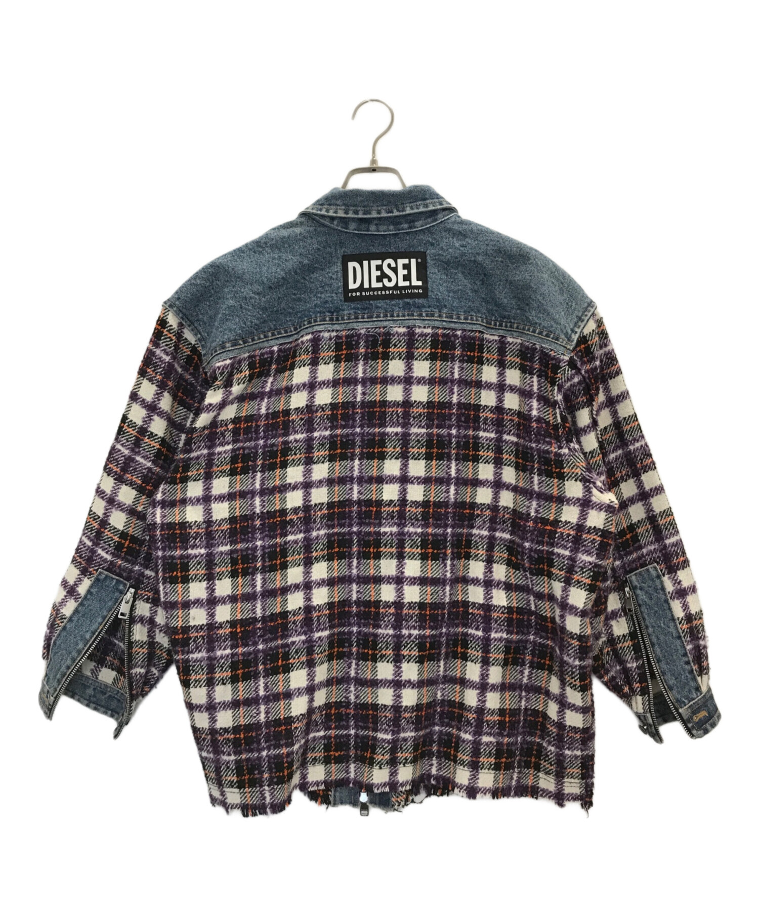 DIESEL (ディーゼル) デニム切替ツイードジャケット インディゴ×パープル サイズ:XS