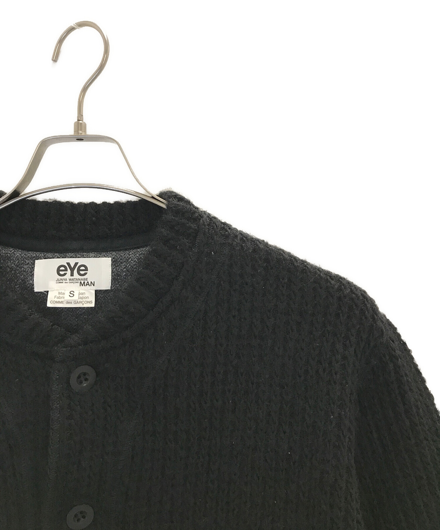 中古・古着通販】eYe COMME des GARCONS JUNYAWATANABE MAN (アイ コム デ ギャルソン ジュンヤ ワタナベ  マン) ワッフルニットカーディガン ブラック サイズ:S｜ブランド・古着通販 トレファク公式【TREFAC FASHION】スマホサイト