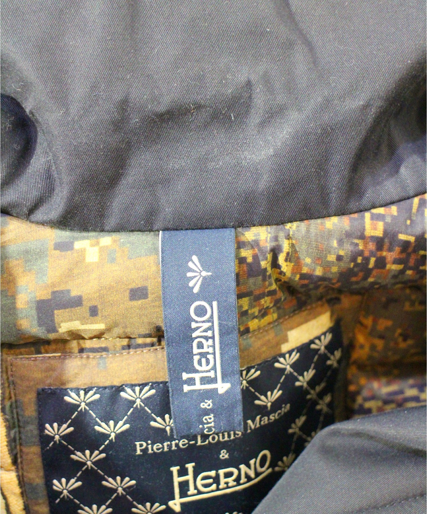 HERNO × Pierre Louis Mascia (ヘルノ × ピエール・ルイ・マシア) コットンナイロンタイロッケンダウンコート ブラック  サイズ:44 × Pierre Louis Mascia P120UM