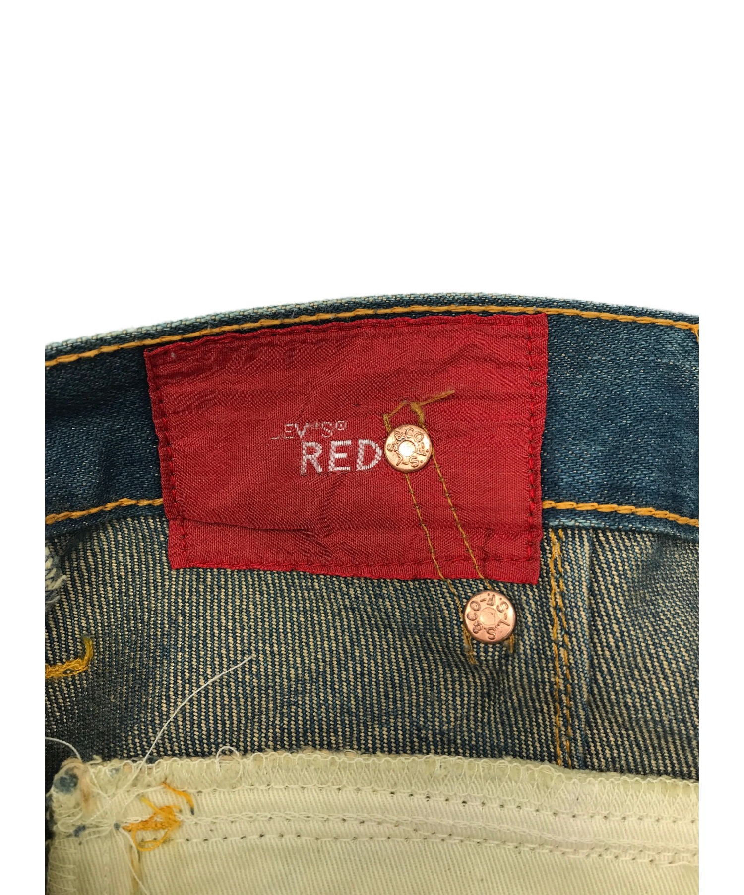 LEVI'S RED (リーバイスレッド) レザーベルト付立体裁断デニムパンツ インディゴ サイズ:76cm (W30) WPL-423 イタリア製