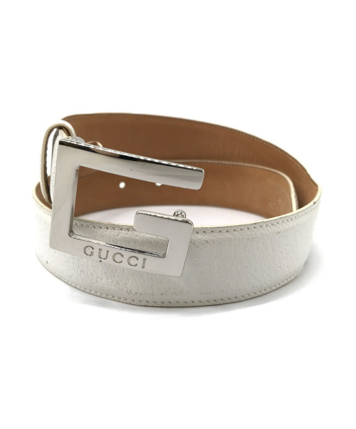 中古・古着通販】GUCCI (グッチ) ロゴ入りバックルレザーベルト