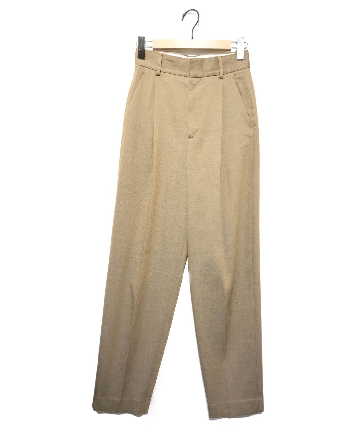 6(ROKU) BEAUTY&YOUTH (ロク ビューティーアンドユース) リネン混パンツ ベージュ サイズ:34 8614-299-0291　 GEORGETTE TUCK PANTS