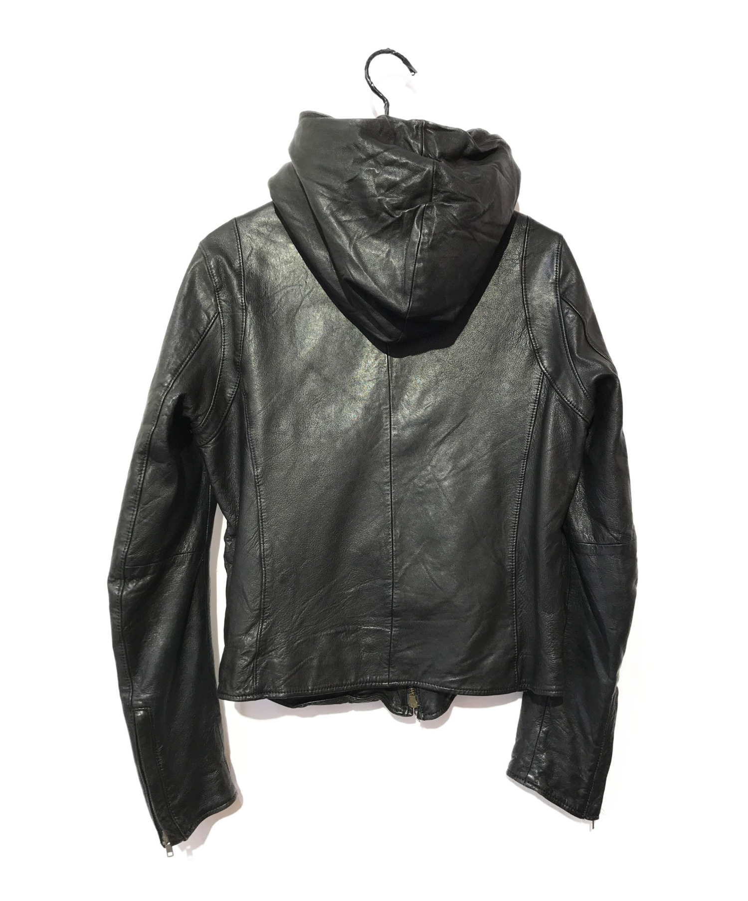 DOMENICO+SAVIO (ドメニコアンドサビオ) レザーフードジャケット ブラック サイズ:36 10ABZ02