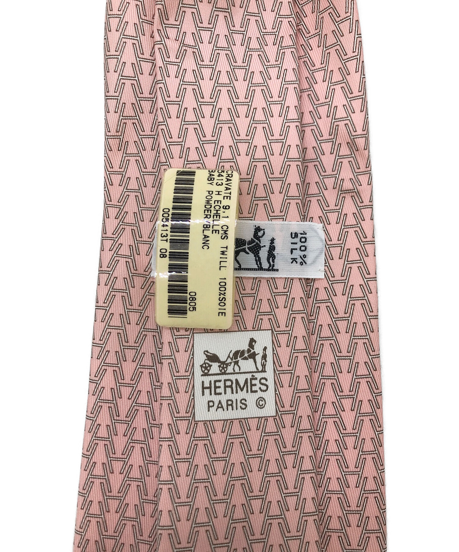 中古・古着通販】HERMES (エルメス) H総柄シルクネクタイ ピンク