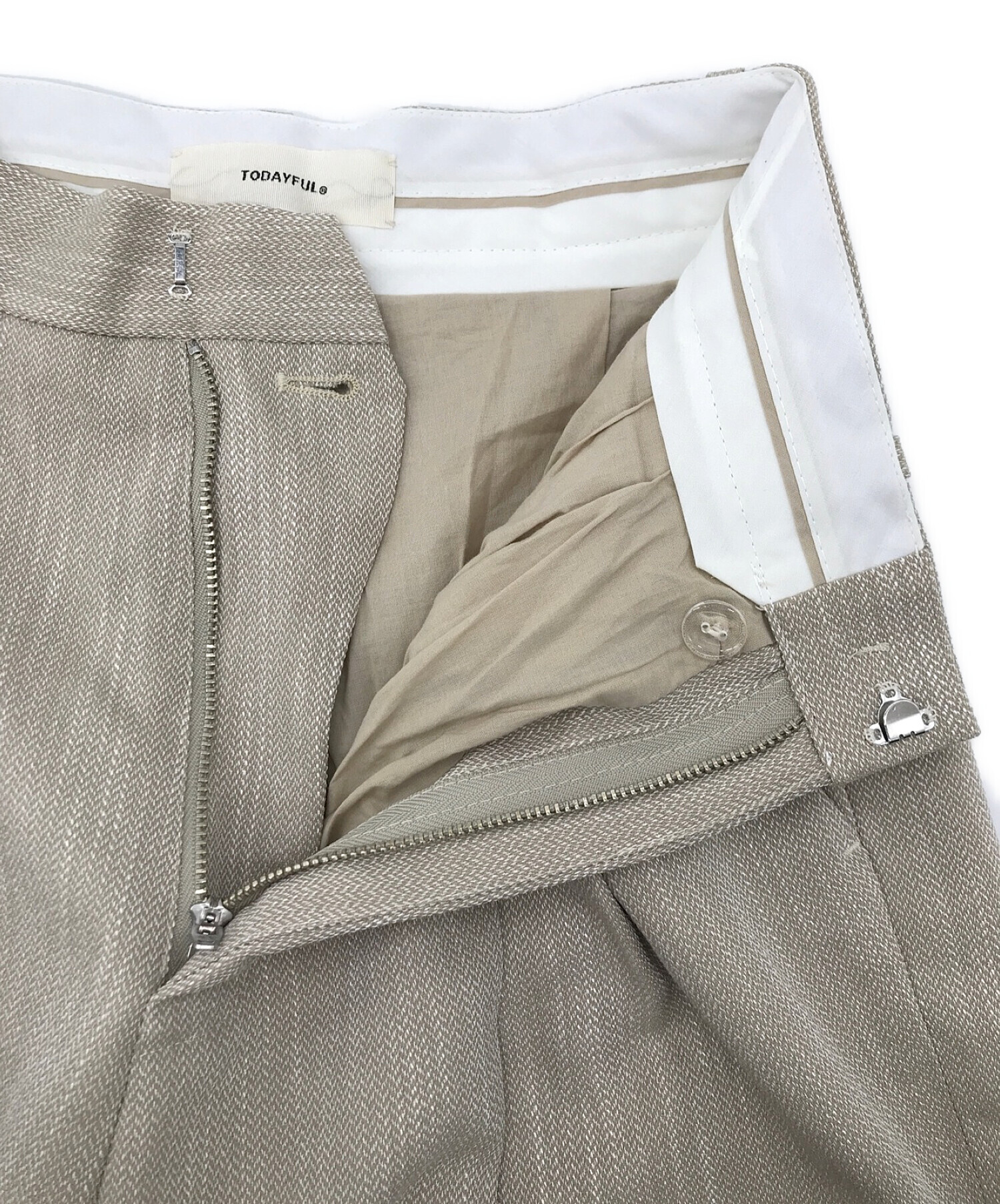 TODAYFUL (トゥデイフル) ヘリンボーンワイドトラウザー / Herringbone Wide Trousers ベージュ サイズ:36  未使用品