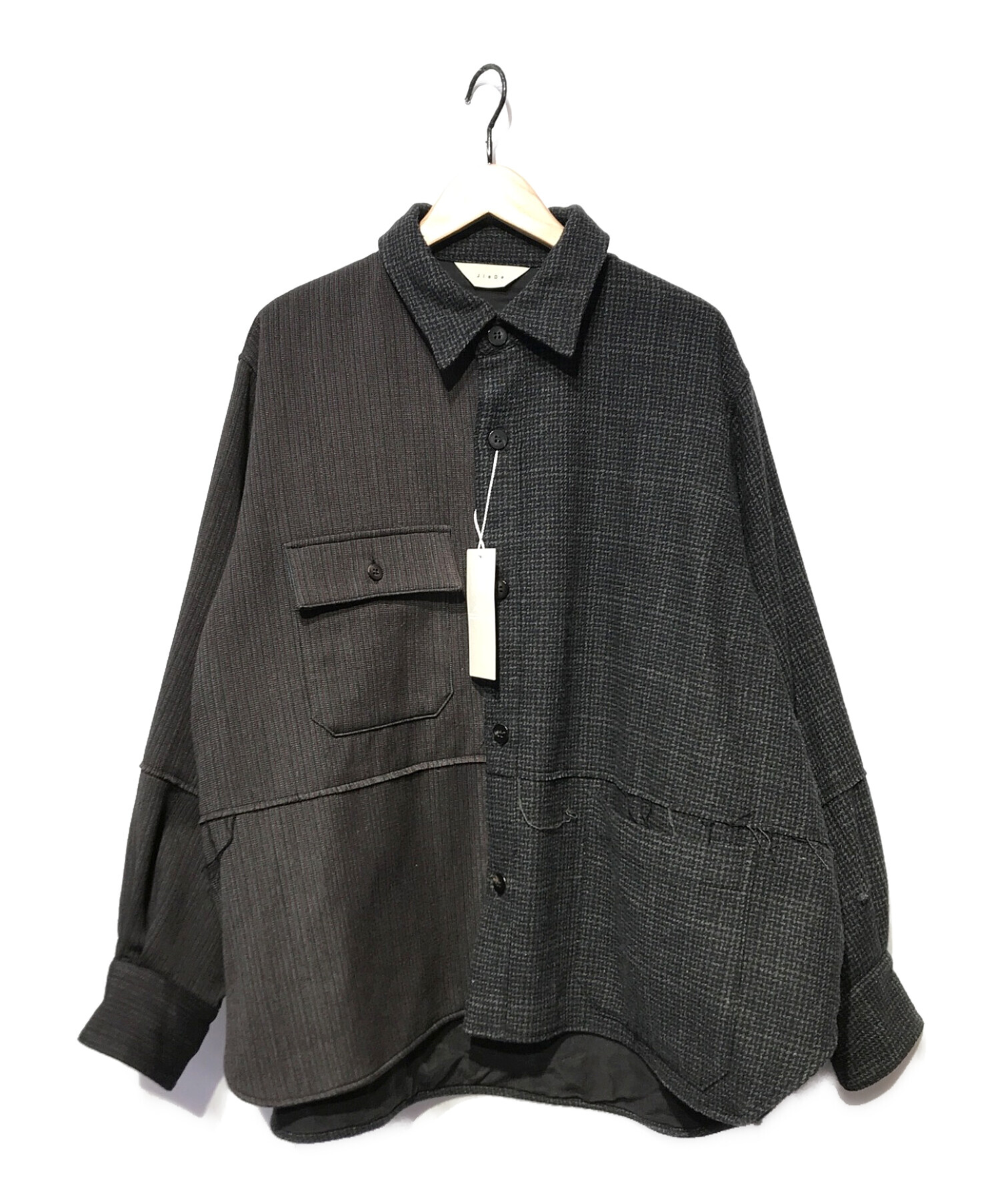 jieda (ジエダ) CUT OFF SWITCHING SHIRT ダークグレー サイズ:1 未使用品