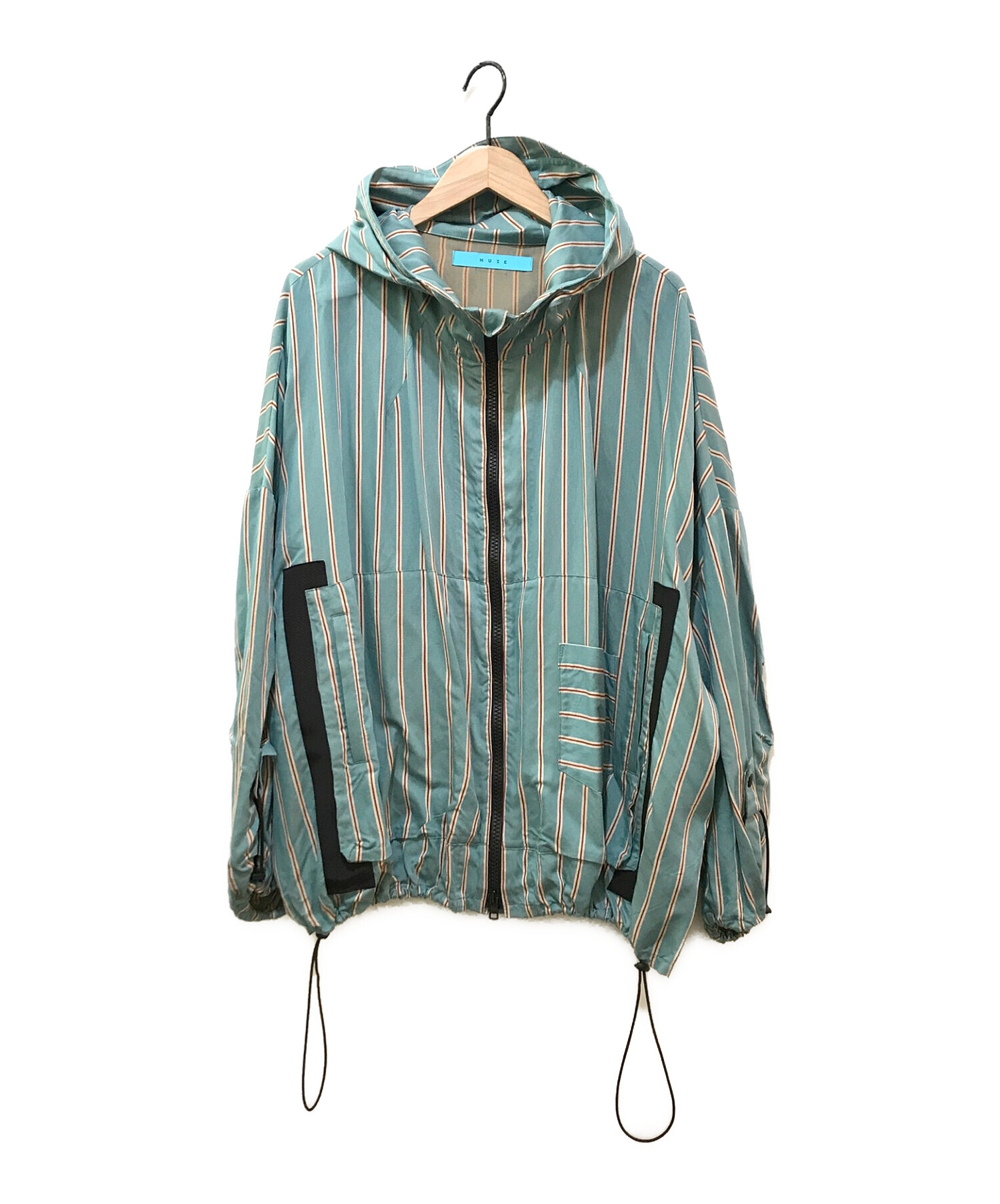 MUZE (ミューズ) WIDE HOODED STRIPE BLOUSON スカイブルー サイズ:1