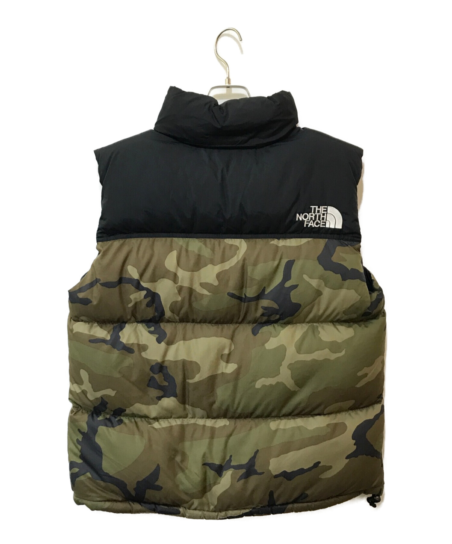 THE NORTH FACE (ザ ノース フェイス) ヌプシダウンベスト ブラック×グリーン サイズ:XL