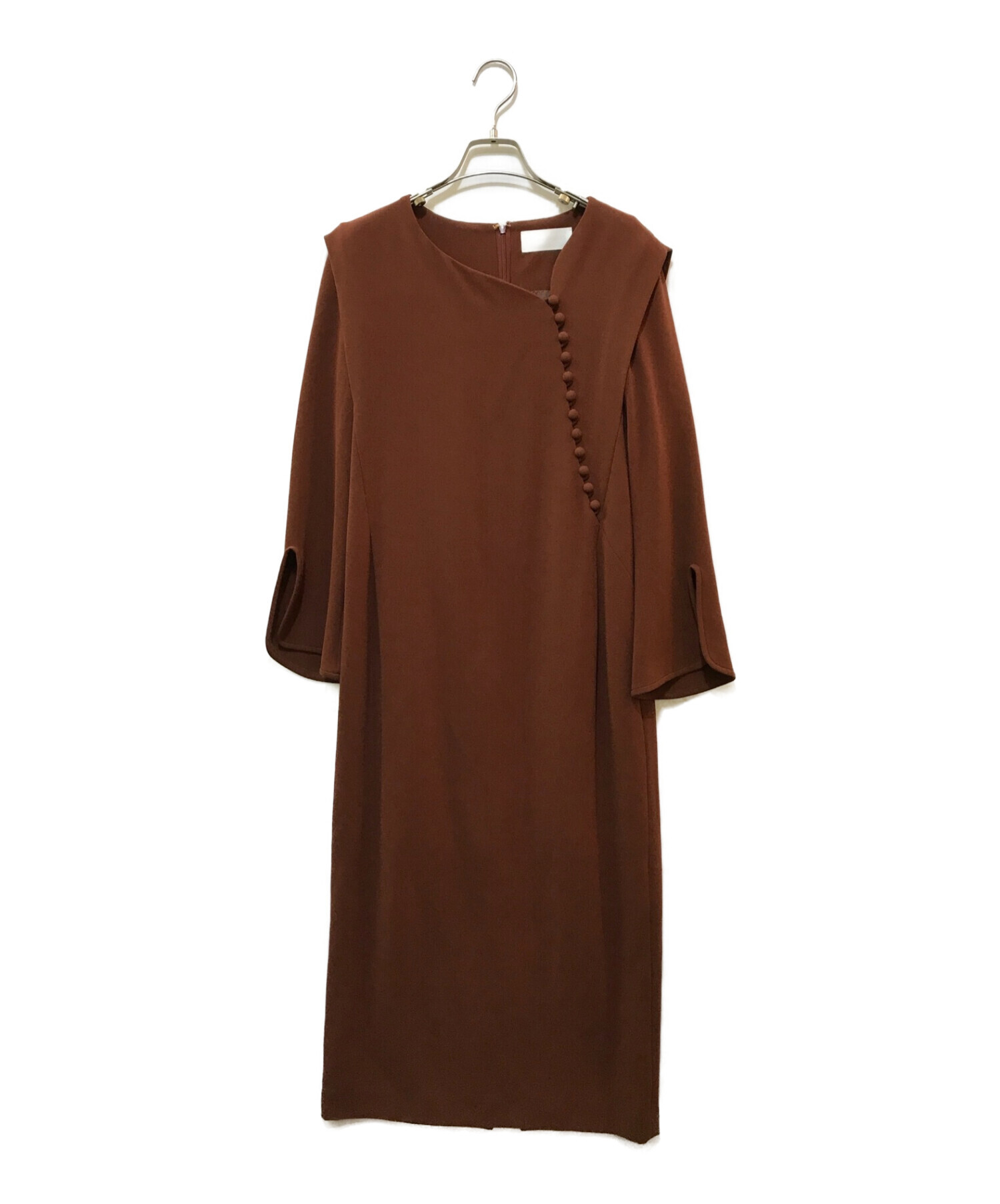 mame kurogouchi (マメクロゴウチ) Asymmetrical Collar Long Dress ブラウン サイズ:2