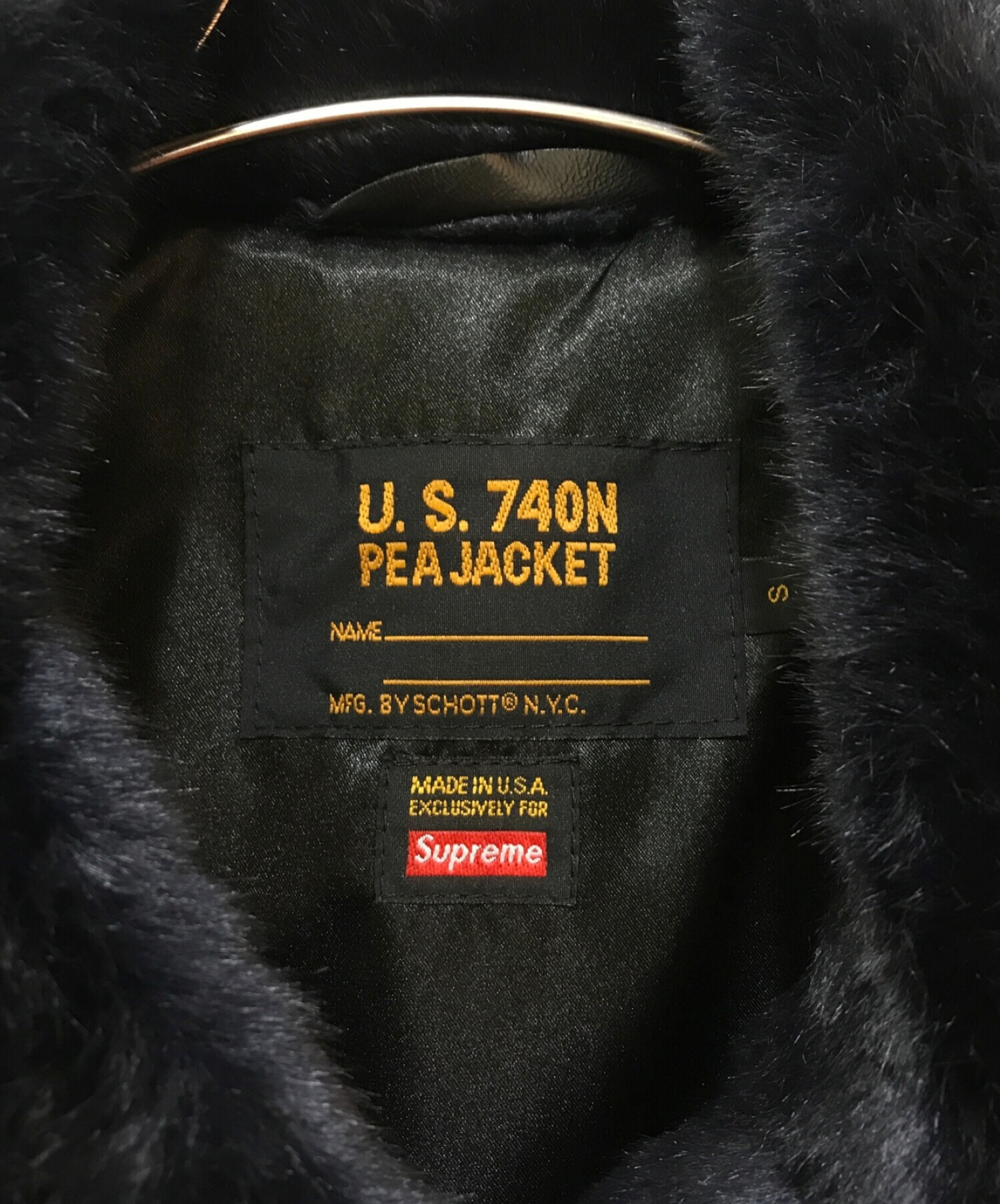 Supreme×Schott (シュプリーム×ショット) Faux Fur Peacoat ネイビー サイズ:S