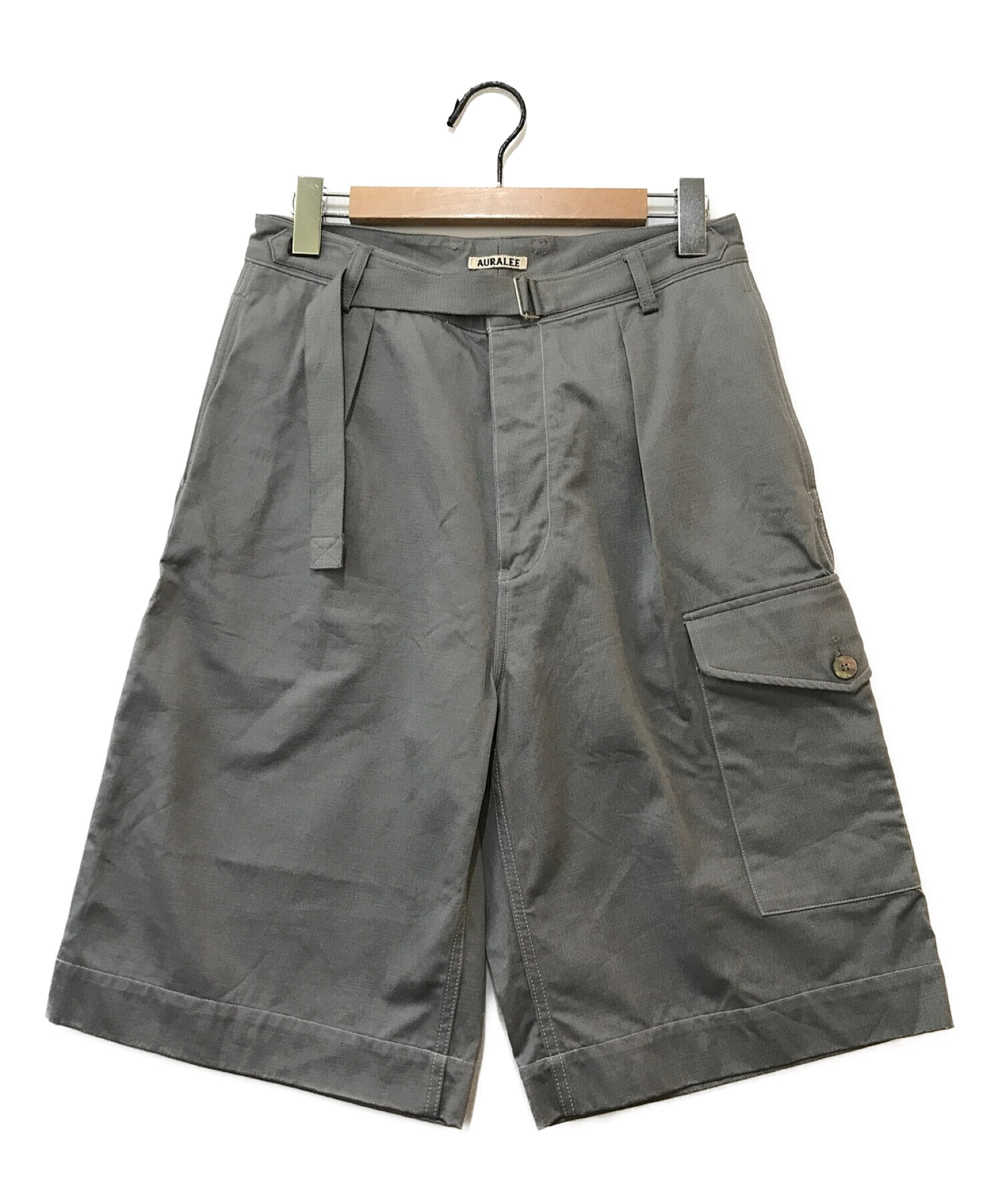 AURALEE (オーラリー) WASHED FINX LIGHT BIG CHINO SHORTS グレー サイズ:3