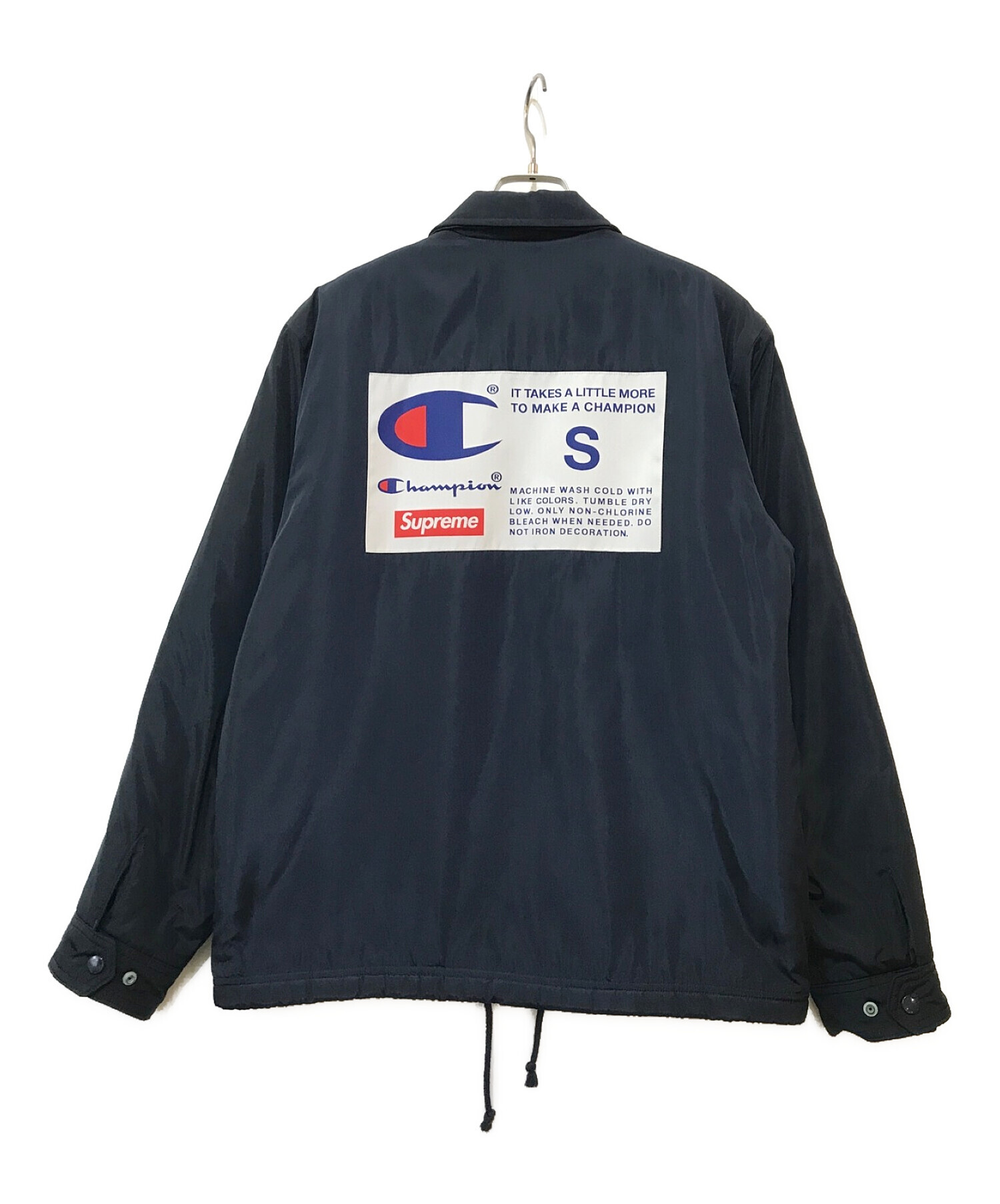 SUPREME (シュプリーム) Champion (チャンピオンリバースウィーブ) Label Coaches Jacket ネイビー サイズ:S