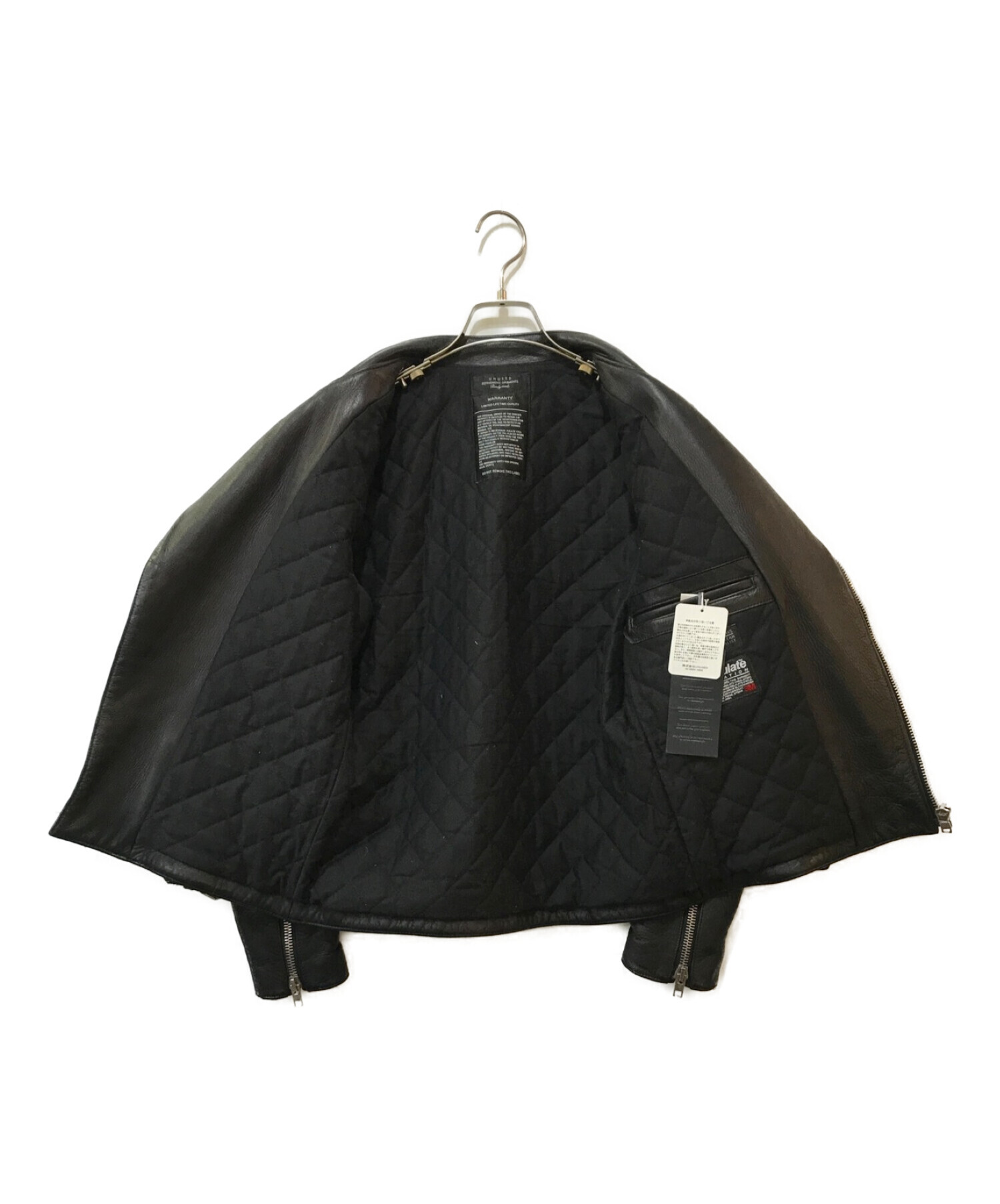 UNUSED (アンユーズド) レザーダブルライダースジャケット ブラック サイズ:２