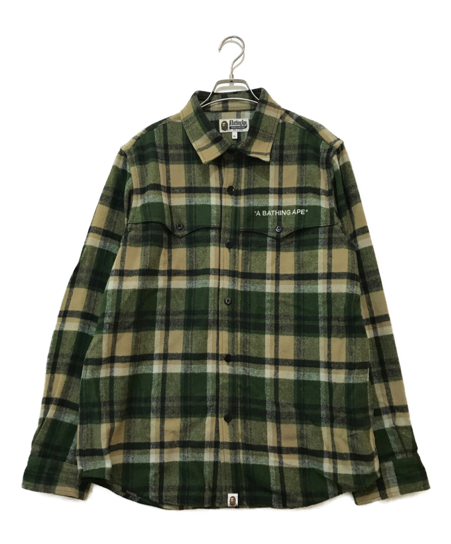 A BATHING APE (ア ベイシング エイプ) チェックフランネルシャツ グリーン サイズ:XL