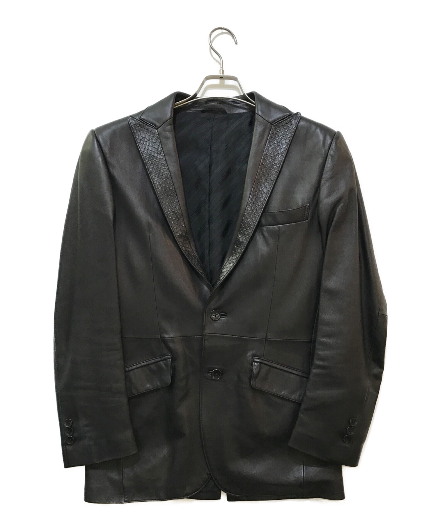COMME CA COLLECTION (コムサコレクション) レザーテーラードジャケット ブラック サイズ:S