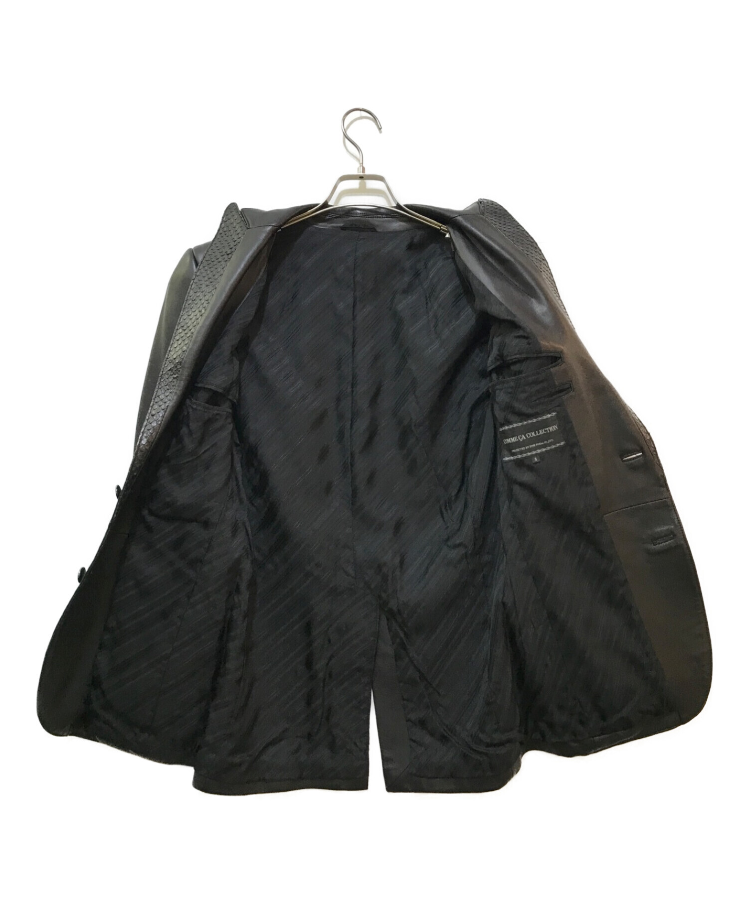 COMME CA COLLECTION (コムサコレクション) レザーテーラードジャケット ブラック サイズ:S