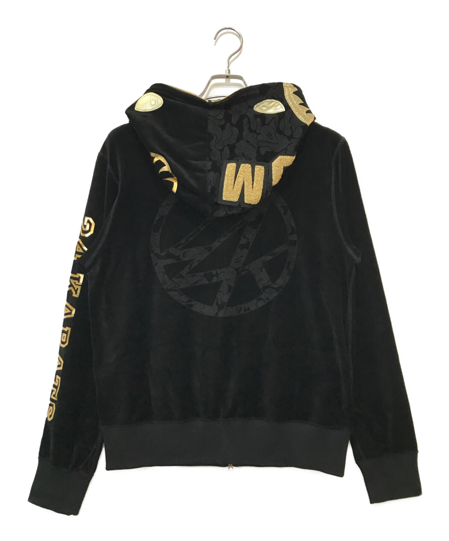 24karats (トゥエンティーフォーカラッツ) A BATHING APE (ア ベイシング エイプ) セットアップベロアジップパーカー ブラック  サイズ:L