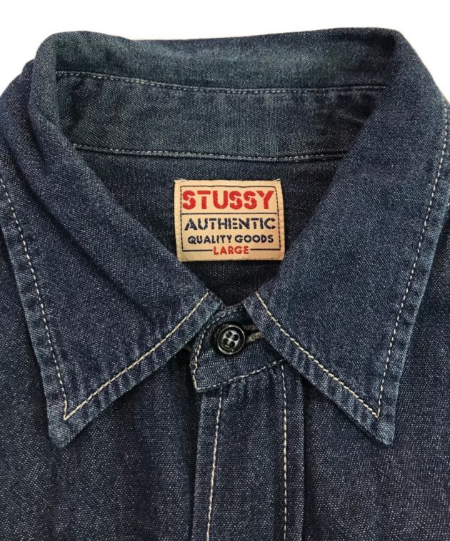 stussy (ステューシー) S/Sデニムシャツ インディゴ サイズ:LARGE