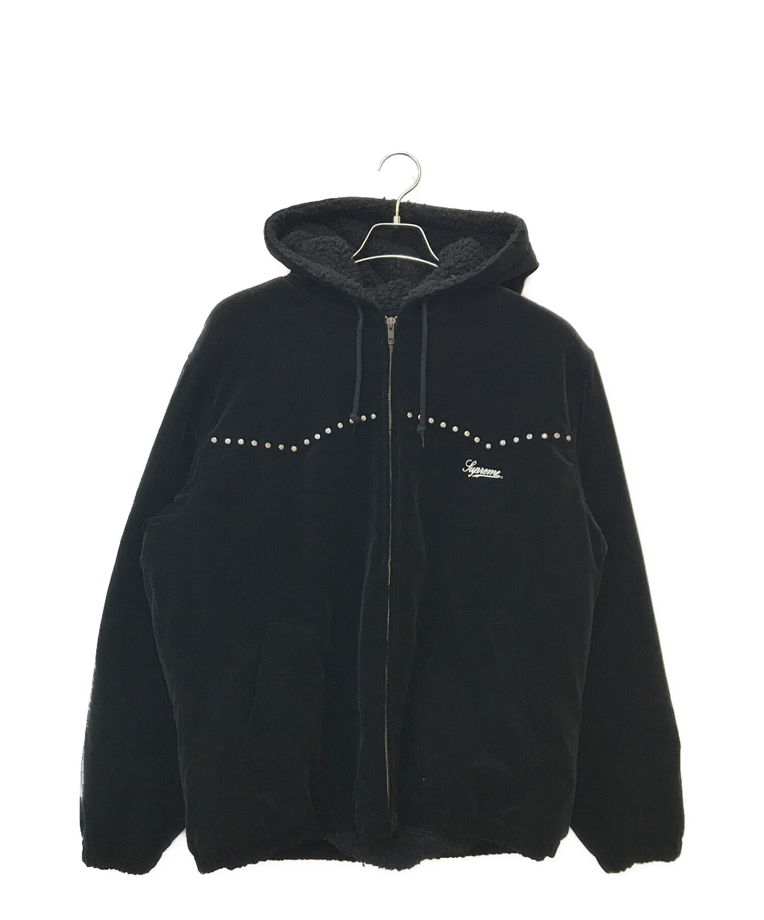 SUPREME (シュプリーム) Studded Velvet Hooded Work Jacket ブラック サイズ:L