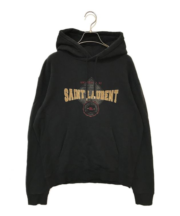 中古・古着通販】Saint Laurent Paris (サンローランパリ) ロゴディテールドローストリングフーディ ブラック  サイズ:M｜ブランド・古着通販 トレファク公式【TREFAC FASHION】スマホサイト