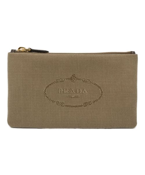 【中古・古着通販】PRADA (プラダ) ジャガードポーチ ベージュ