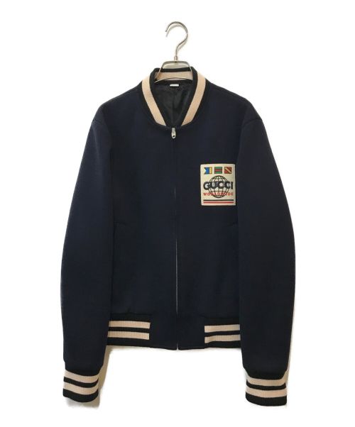 【中古・古着通販】GUCCI (グッチ) バーシティジャケット ネイビー