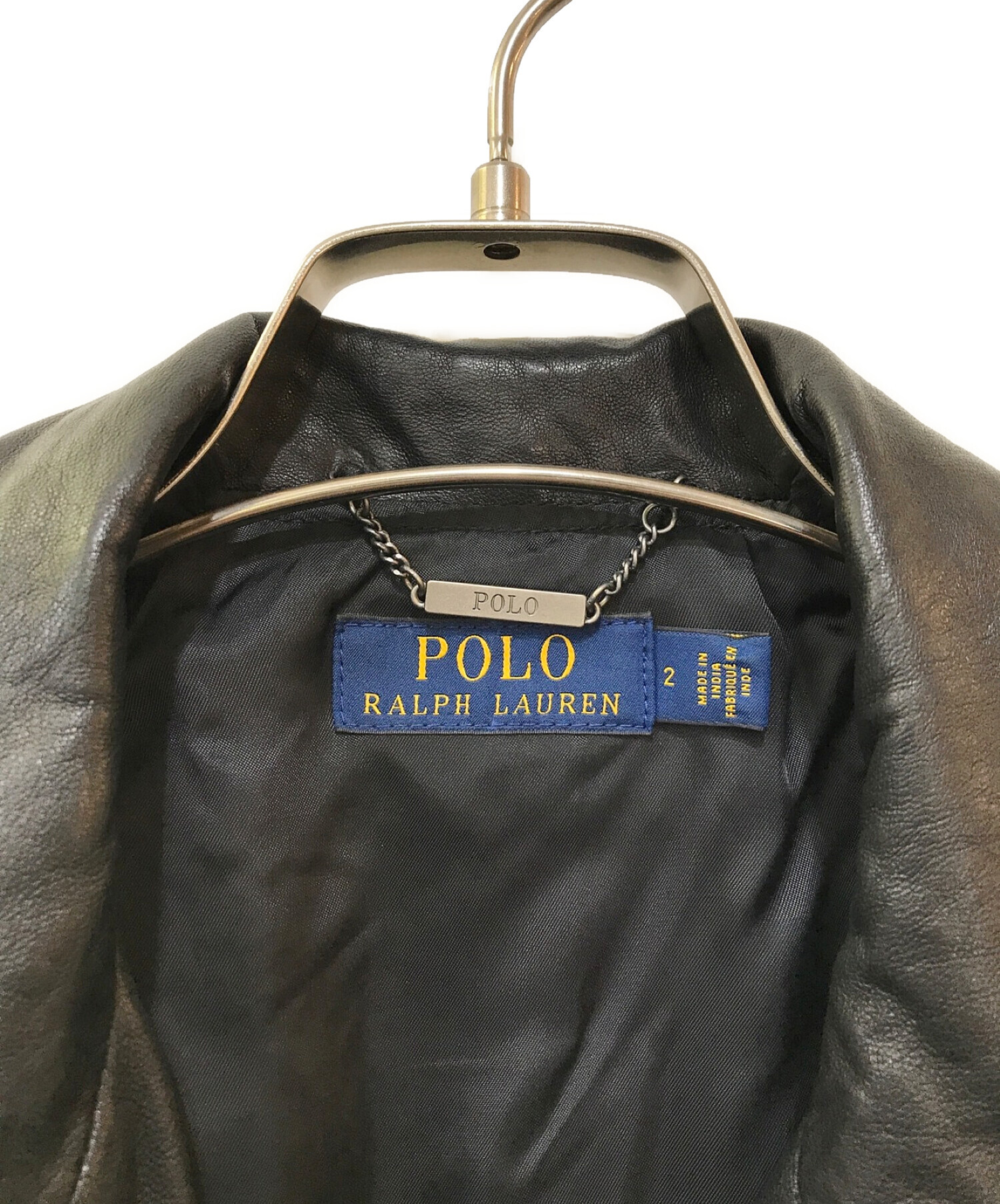 POLO RALPH LAUREN (ポロ・ラルフローレン) ラムレザージャケット ブラック サイズ:2