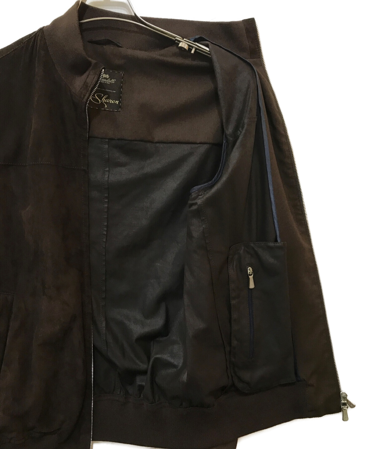 ENRICO MANDELLI (エンリコ・マンデッリ) 袖切替スウェードジャケット ブラウン サイズ:48