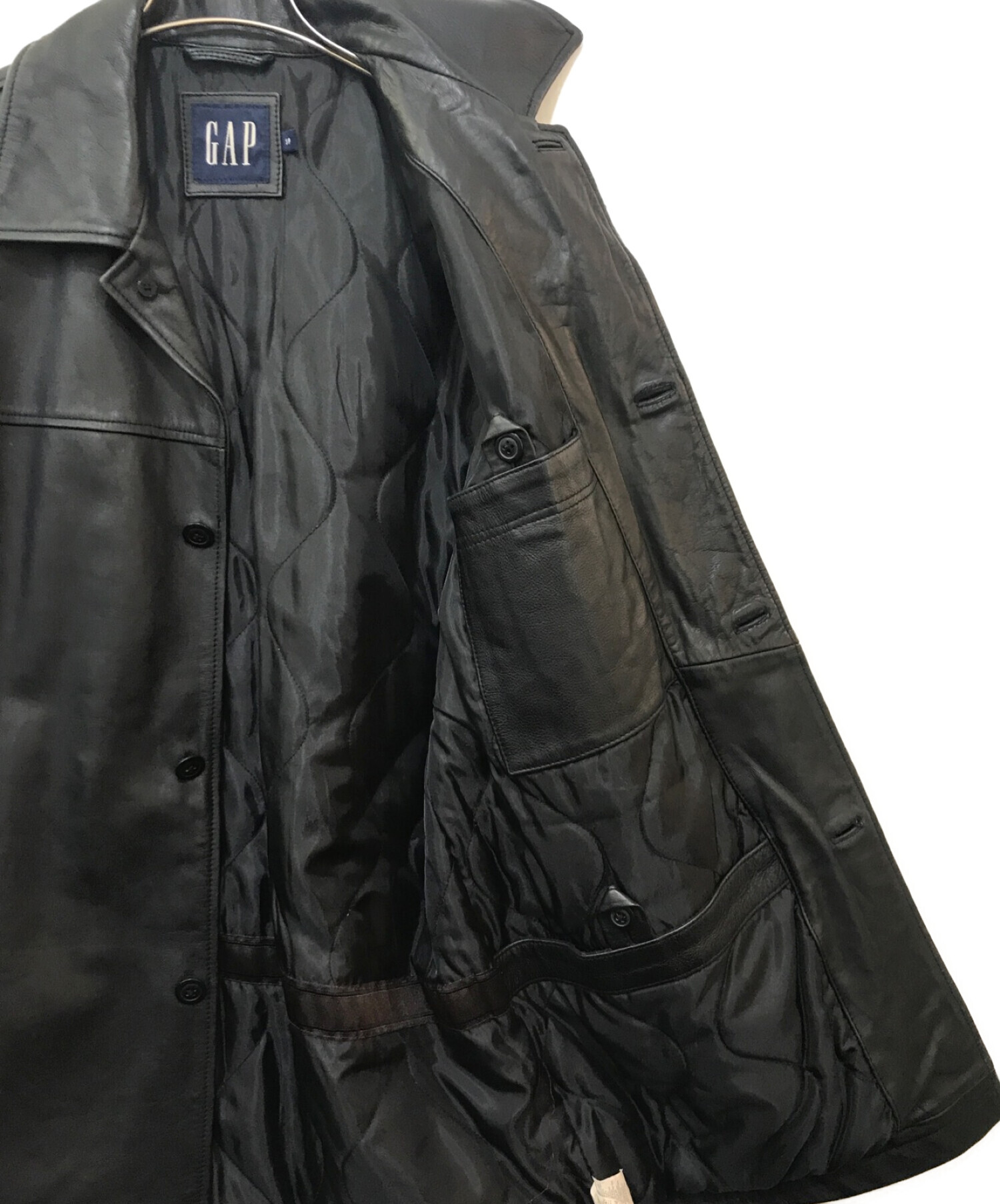 中古・古着通販】GAP (ギャップ) Leather Car Coat ブラック サイズ:S