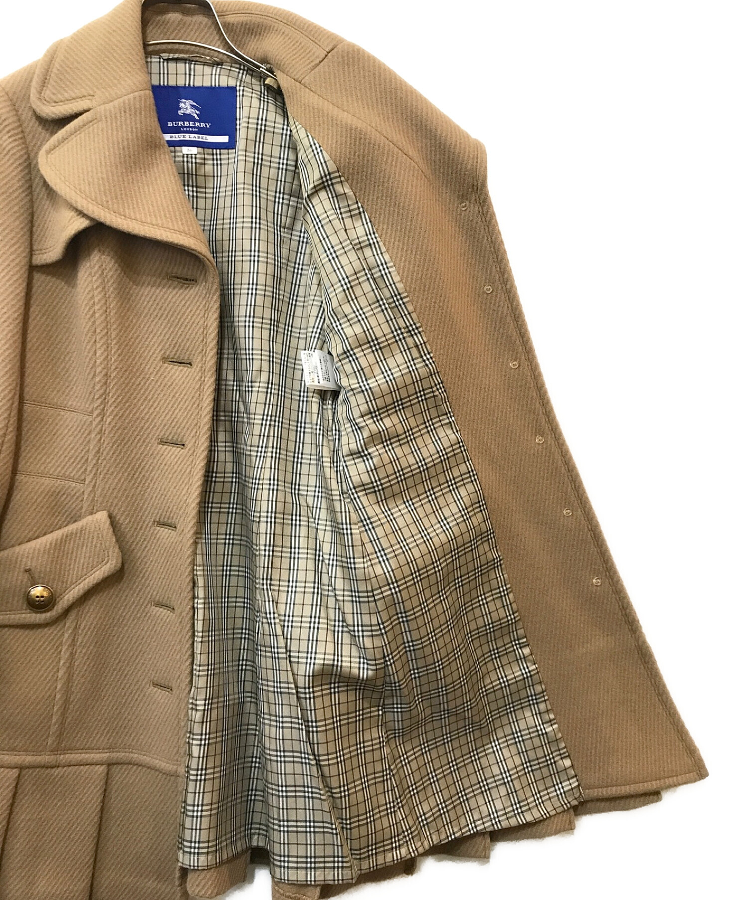 中古・古着通販】BURBERRY BLUE LABEL (バーバリーブルーレーベル) ウールコート ベージュ サイズ:36｜ブランド・古着通販  トレファク公式【TREFAC FASHION】スマホサイト