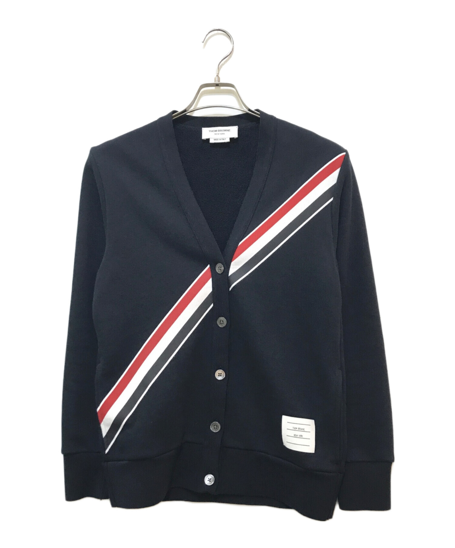 中古・古着通販】Thom Browne (トムブラウン) ネイビー クラシック コットン ループバック ダイアゴナルストライプ オーバーサイズ Vネック カーディガン ネイビー サイズ:M｜ブランド・古着通販 トレファク公式【TREFAC FASHION】スマホサイト