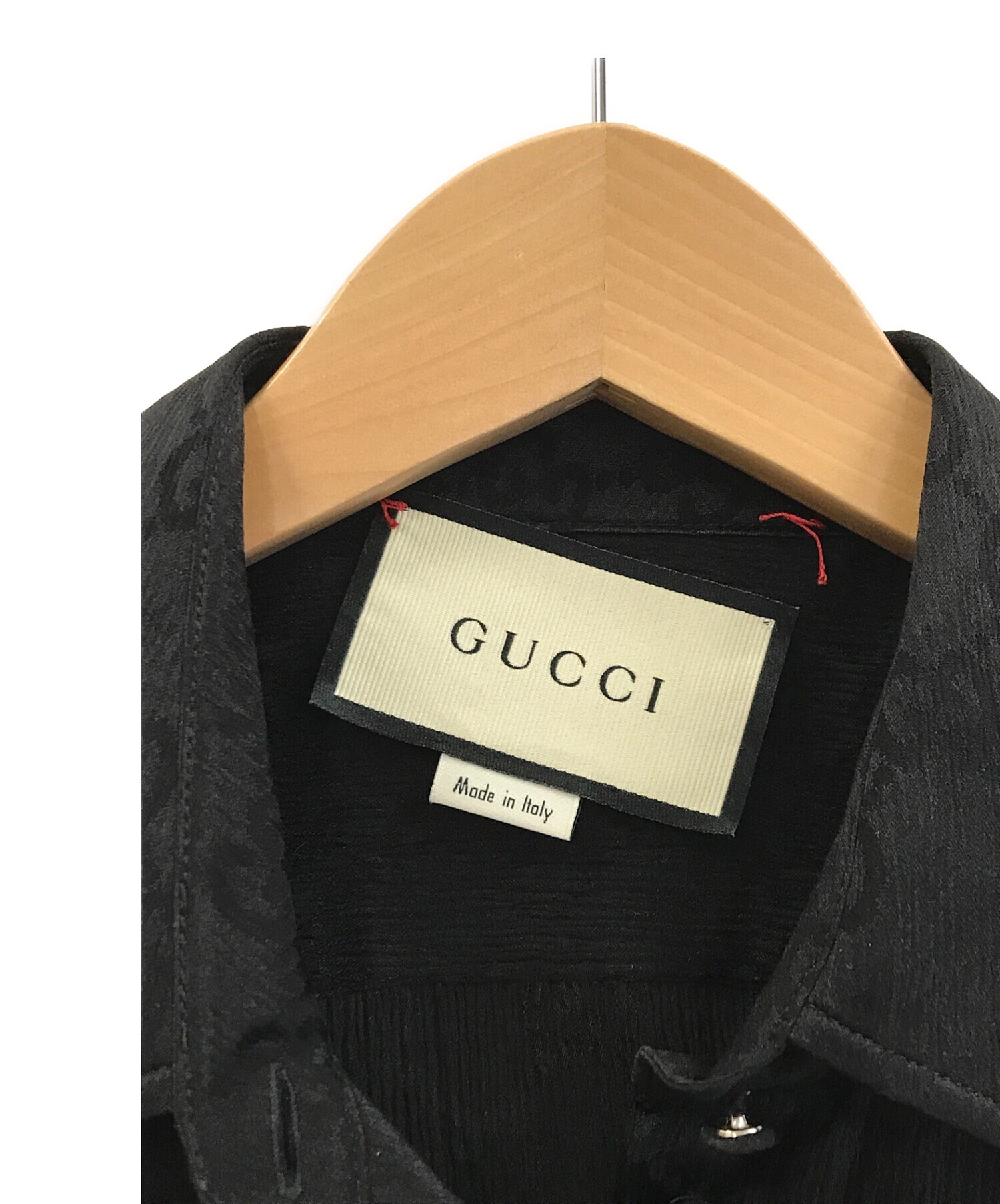 GUCCI (グッチ) GG クレープデシンシャツ ブラック サイズ:36