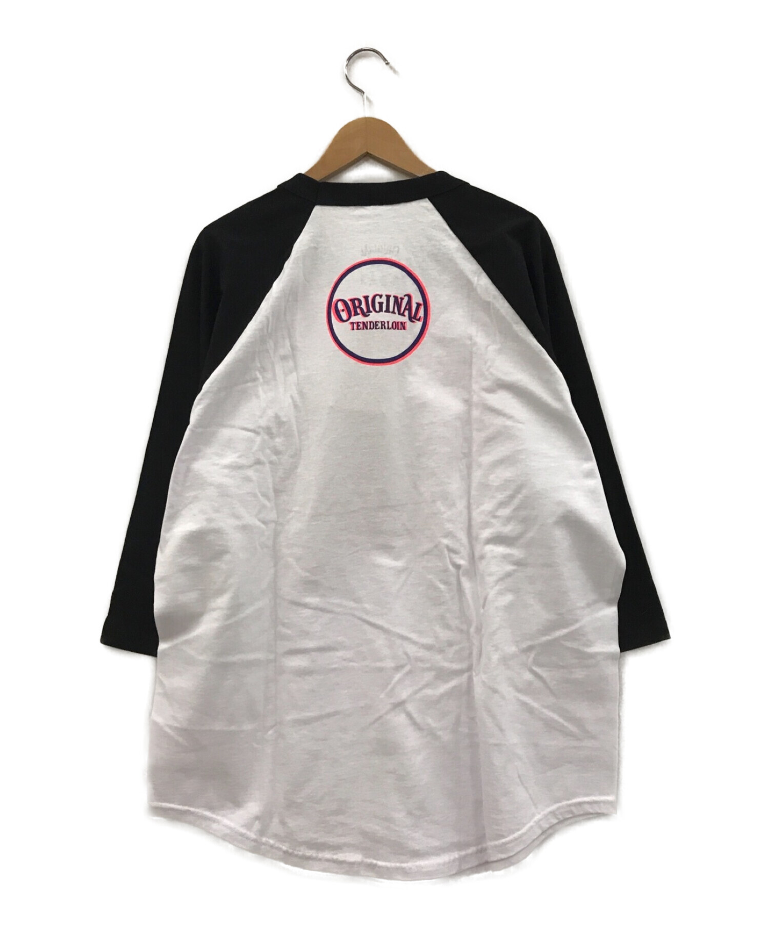 TENDERLOIN (テンダーロイン) 2トーンラグランプリントTシャツ ブラック サイズ:XL