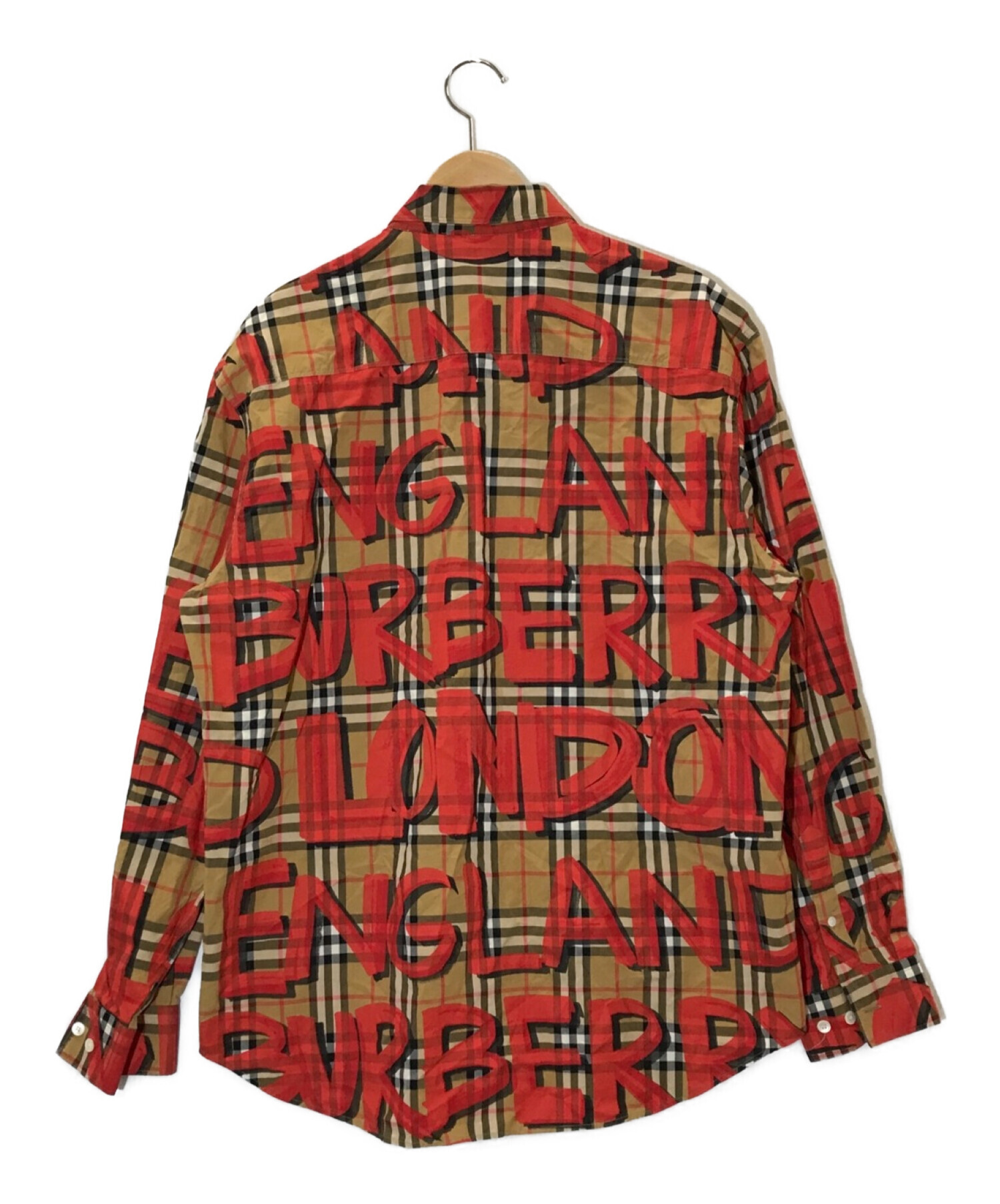 BURBERRY (バーバリー) Graffiti Print Vintage Check Shirt ブラウン サイズ:XL