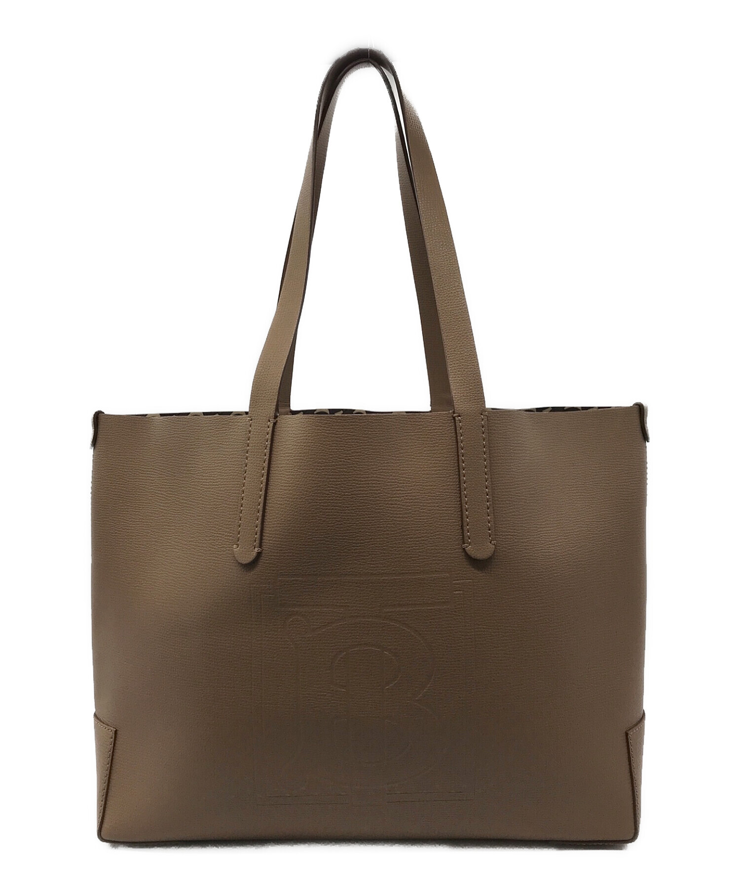 Burberry monogram embossed leather tote new arrivals