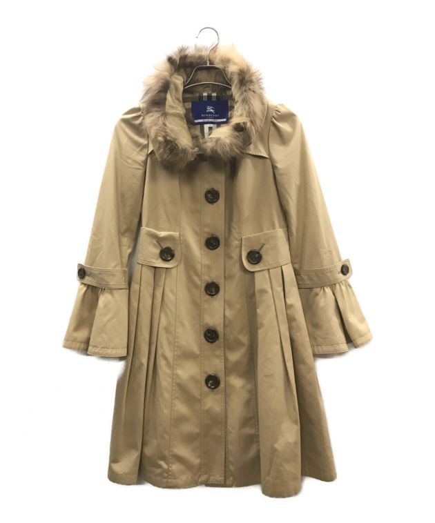 BURBERRY BLUE LABEL (バーバリーブルーレーベル) フォックスファー付きトレンチコート ベージュ サイズ:36