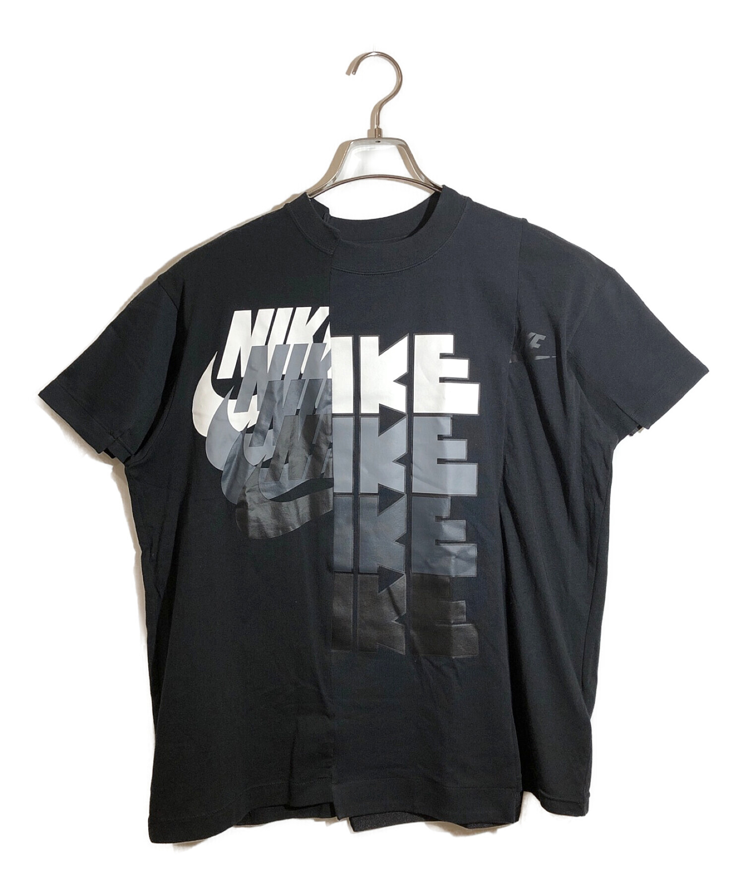 sacai ×NIKE (サカイ×ナイキ) 再構築ハイブリッドTシャツ ブラック サイズ:Ⅿ 未使用品