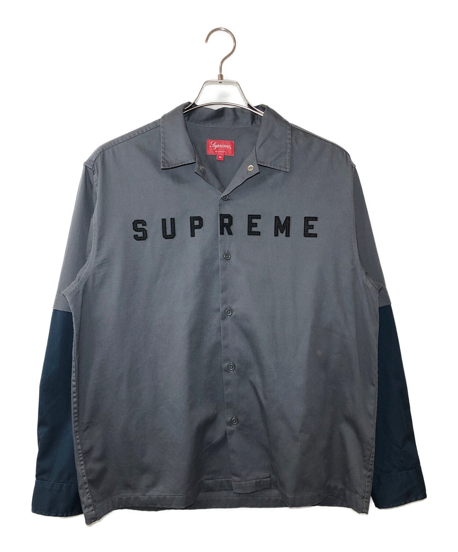 Supreme (シュプリーム) 20AW 2-Tone Work Shirt グレー×ネイビー サイズ:M