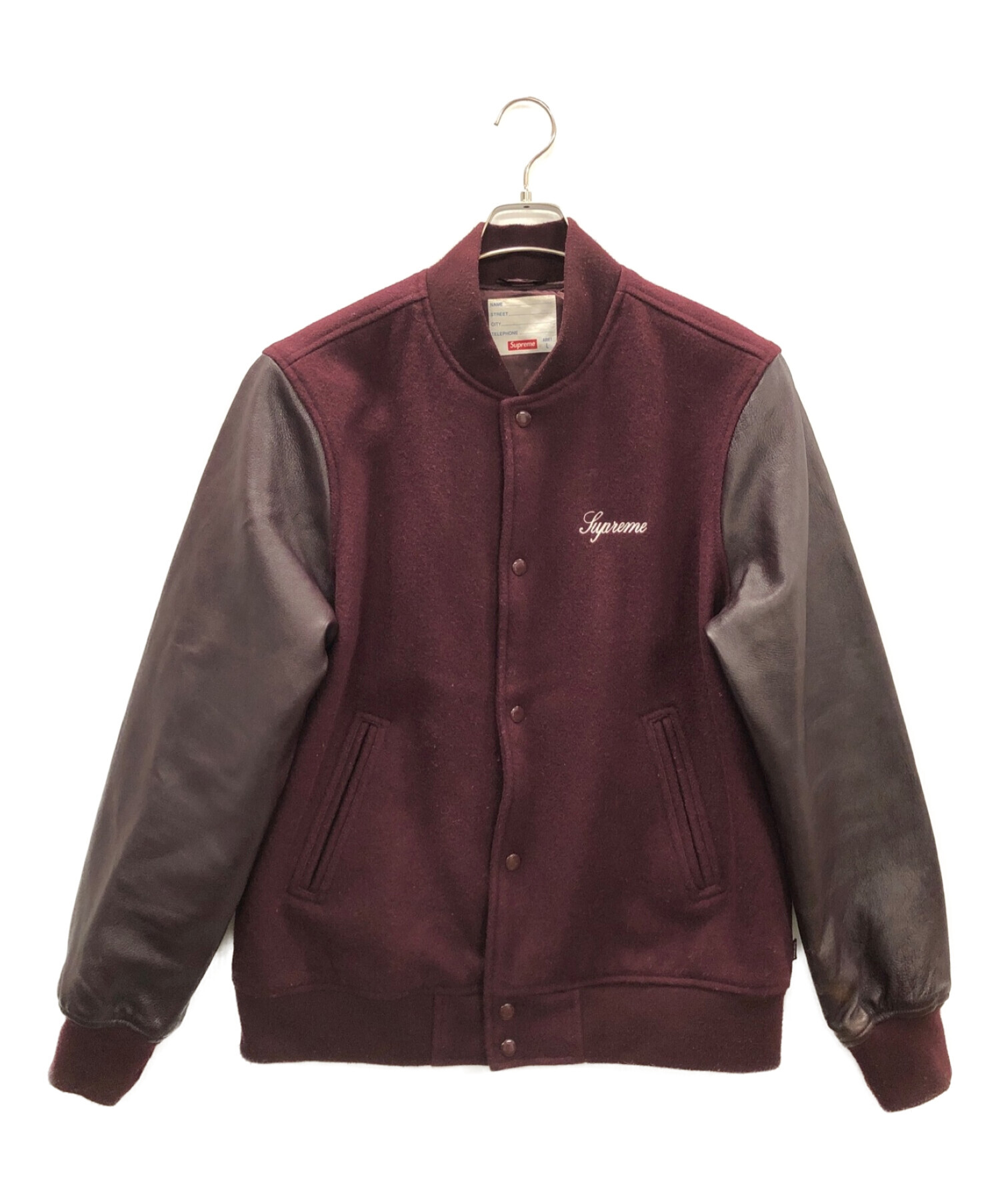 SUPREME (シュプリーム) Wool Varsity Crew Jacket パープル サイズ:L