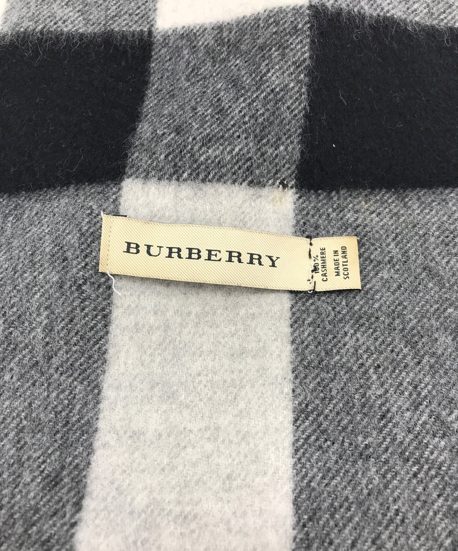 BURBERRY (バーバリー) チェックカシミヤマフラー グレー