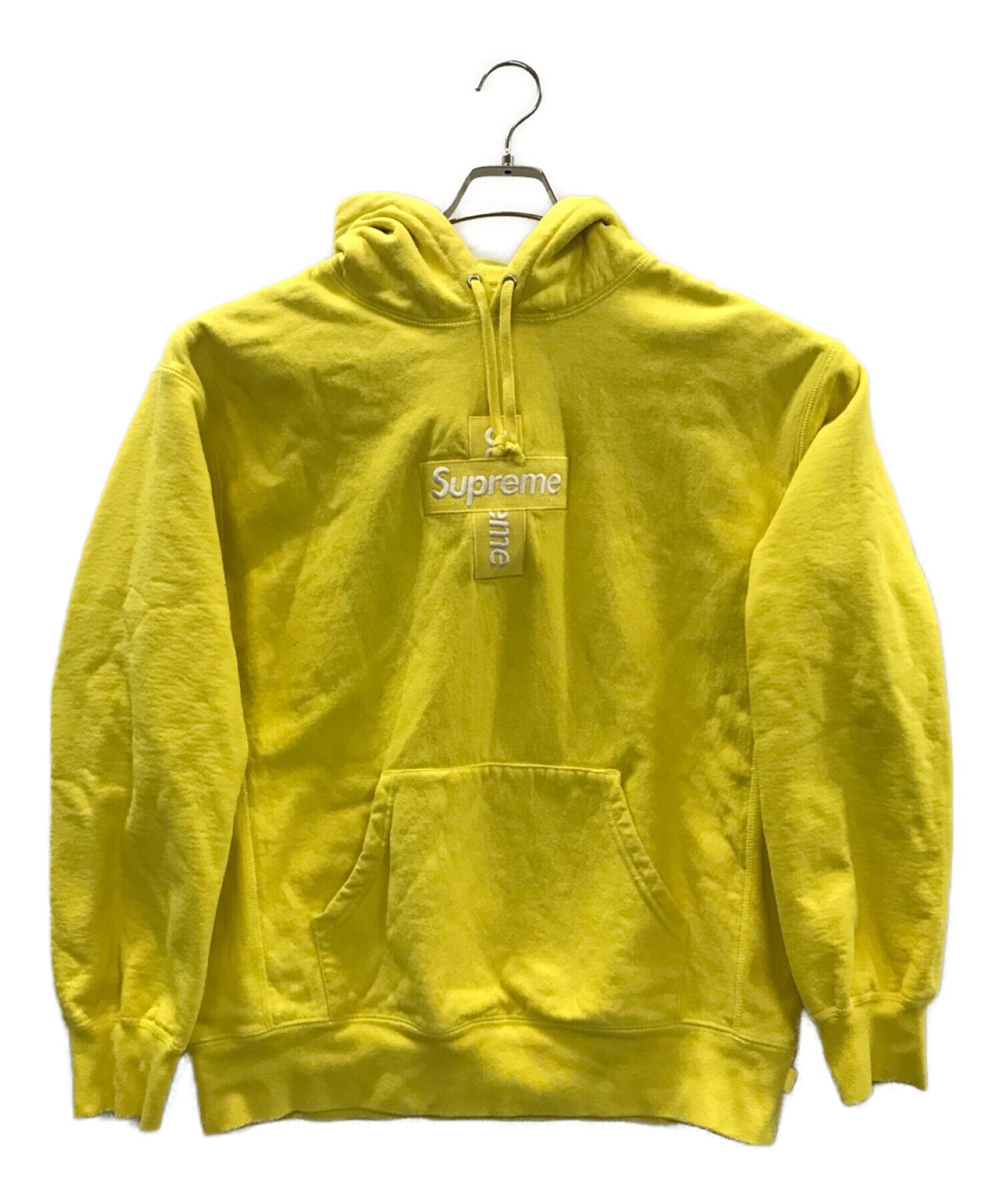 SUPREME (シュプリーム) CROSS BOX Logo hooded Sweatshirt Yellow　 クロスボックスロゴフーディースウェット パーカー イエロー サイズ:L