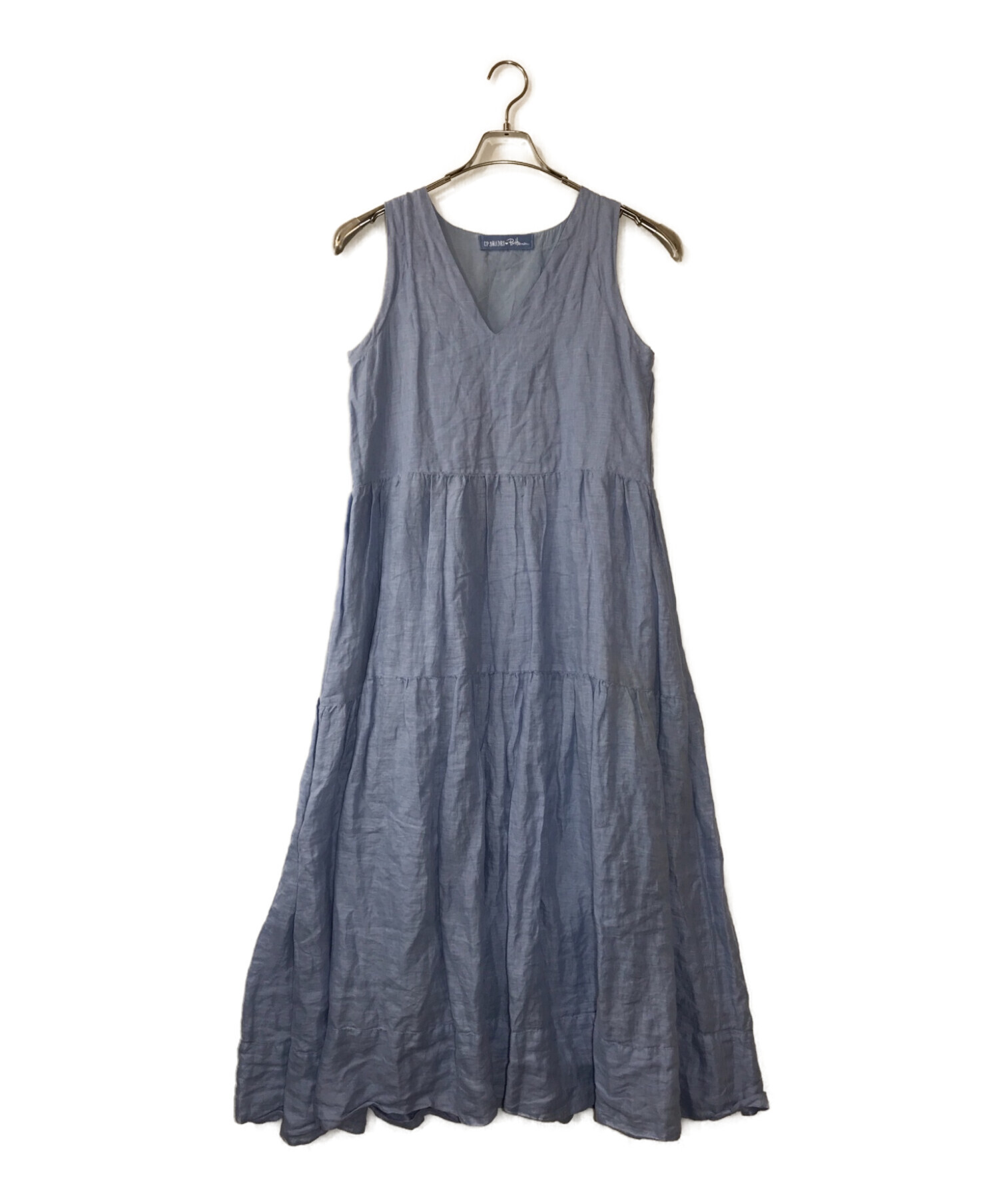Ron Herman × CP SHADES (ロンハーマン×シーピーシェイズ) Gia V Neck Tiered Linen Dress　 リネンドレスノースリーブワンピース ブルー サイズ:XS