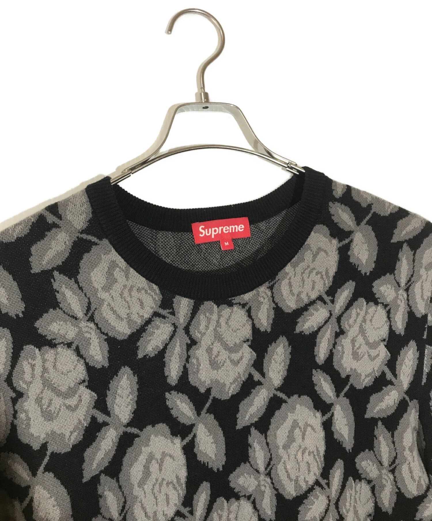 Supreme (シュプリーム) Rose Sweater ローズセーター グレー×ブラック サイズ:M