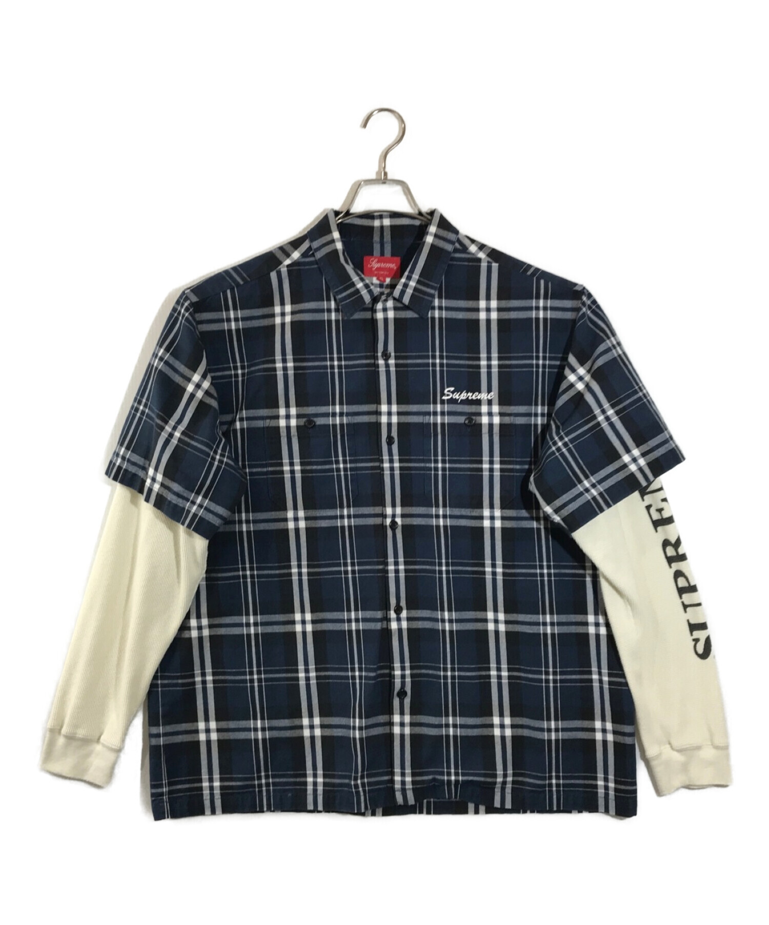 Supreme (シュプリーム) Thermal work shirt　長袖シャツ ネイビー サイズ:XL