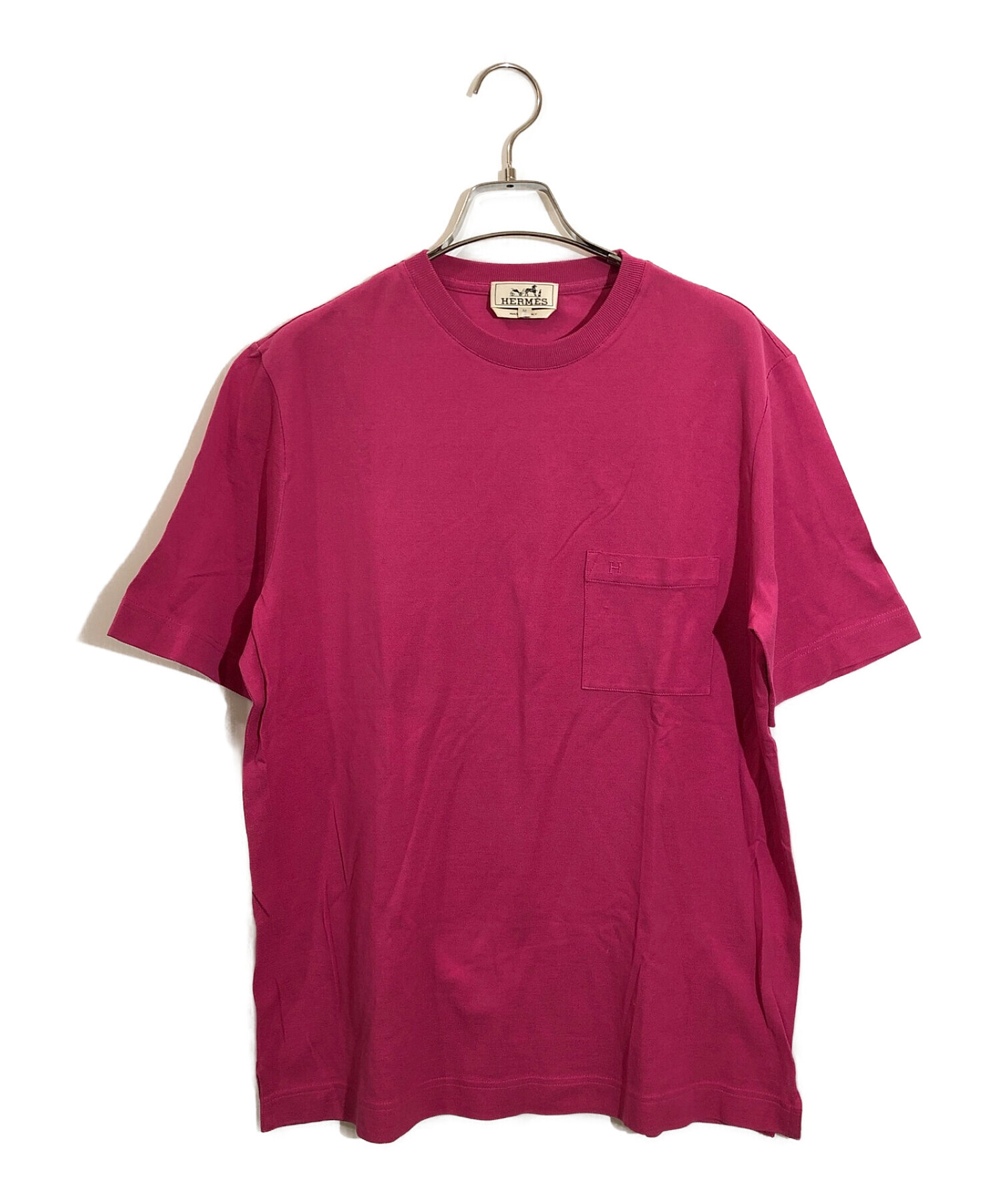HERMES (エルメス) H刺繍ポケットTシャツ ピンク サイズ:M