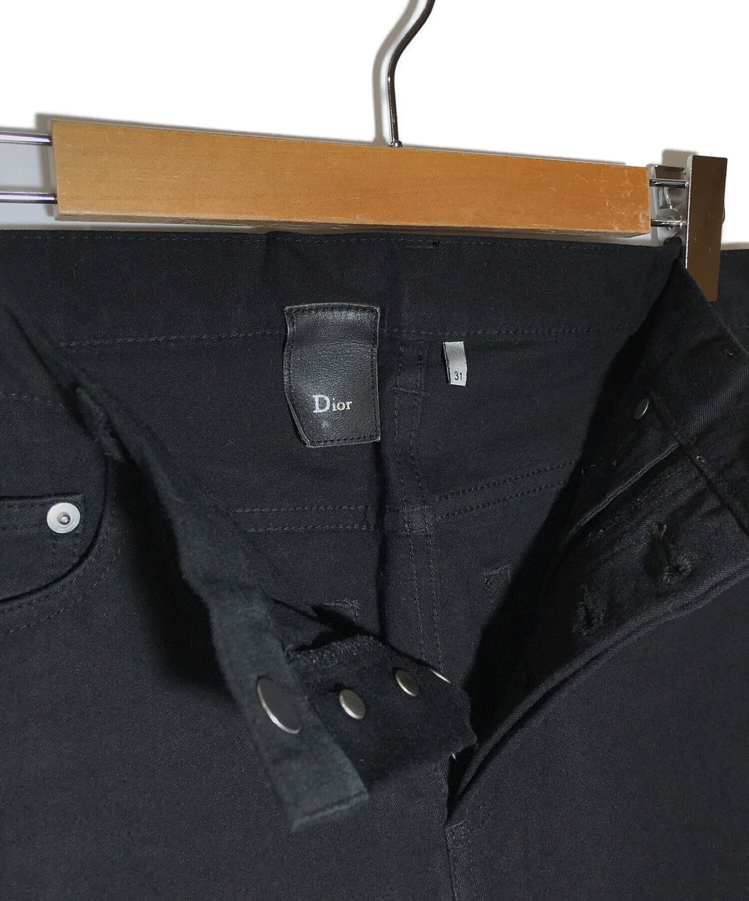 Dior Homme (ディオール オム) ボタンフライ ストレッチスキニー デニムパンツ ブラック サイズ:78.5cm（W31）