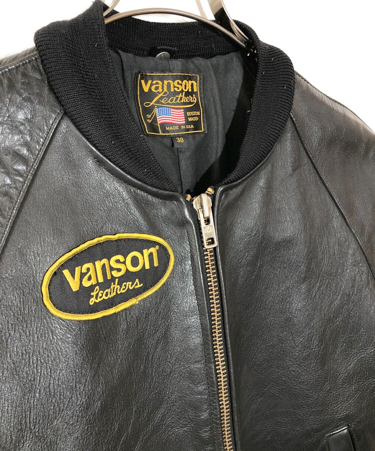 中古・古着通販】VANSON (バンソン) ワッペン付きレザーブルゾン