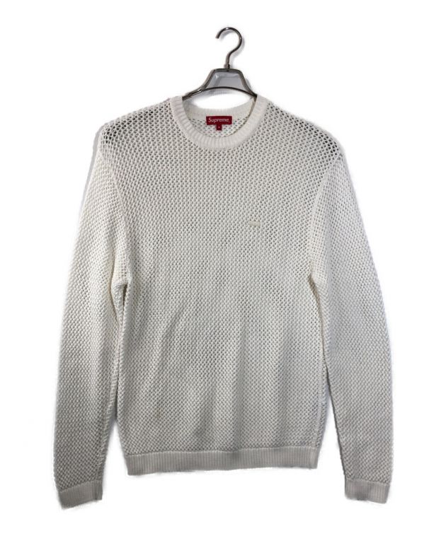 Supreme (シュプリーム) Open Knit Small Box Sweater スモールボックスロゴニット ホワイト サイズ:M